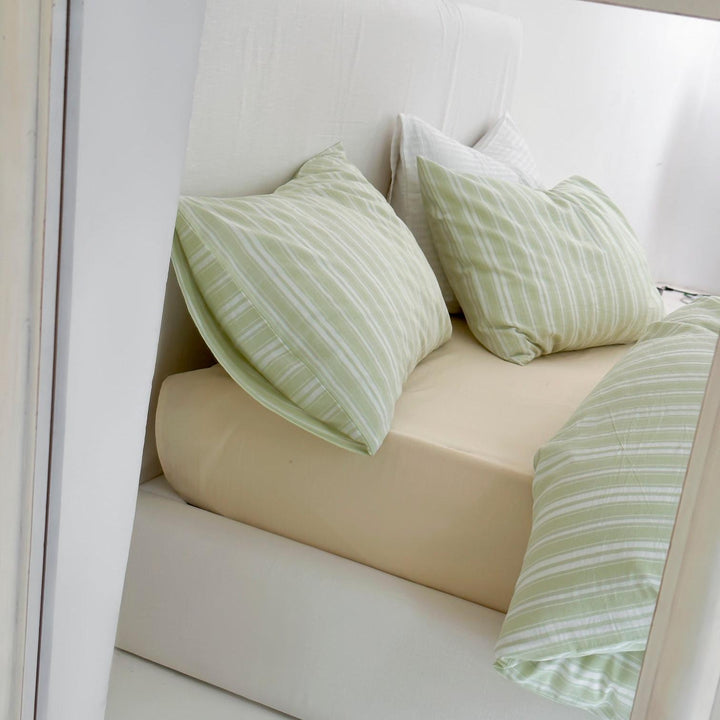 Willow Breeze Stripe Washed Cotton Duvet Cover Set