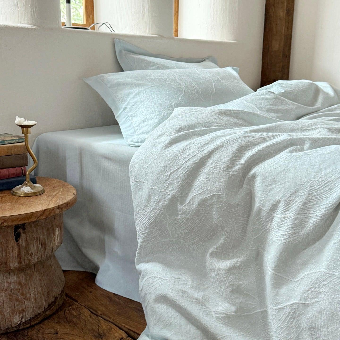 Glacier Vein Jacquard Cotton Duvet Cover - Aqua