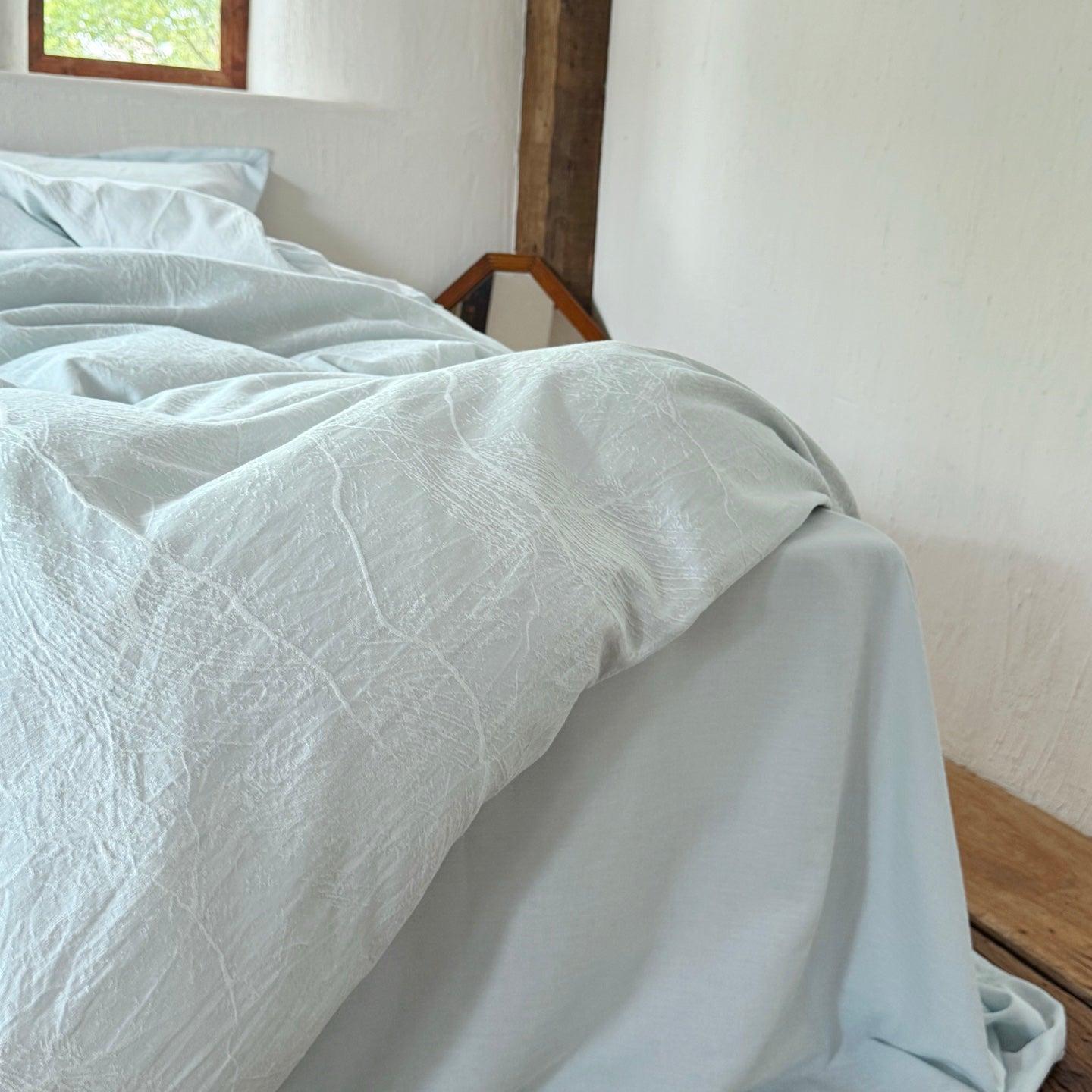 Glacier Vein Jacquard Cotton Duvet Cover - Aqua