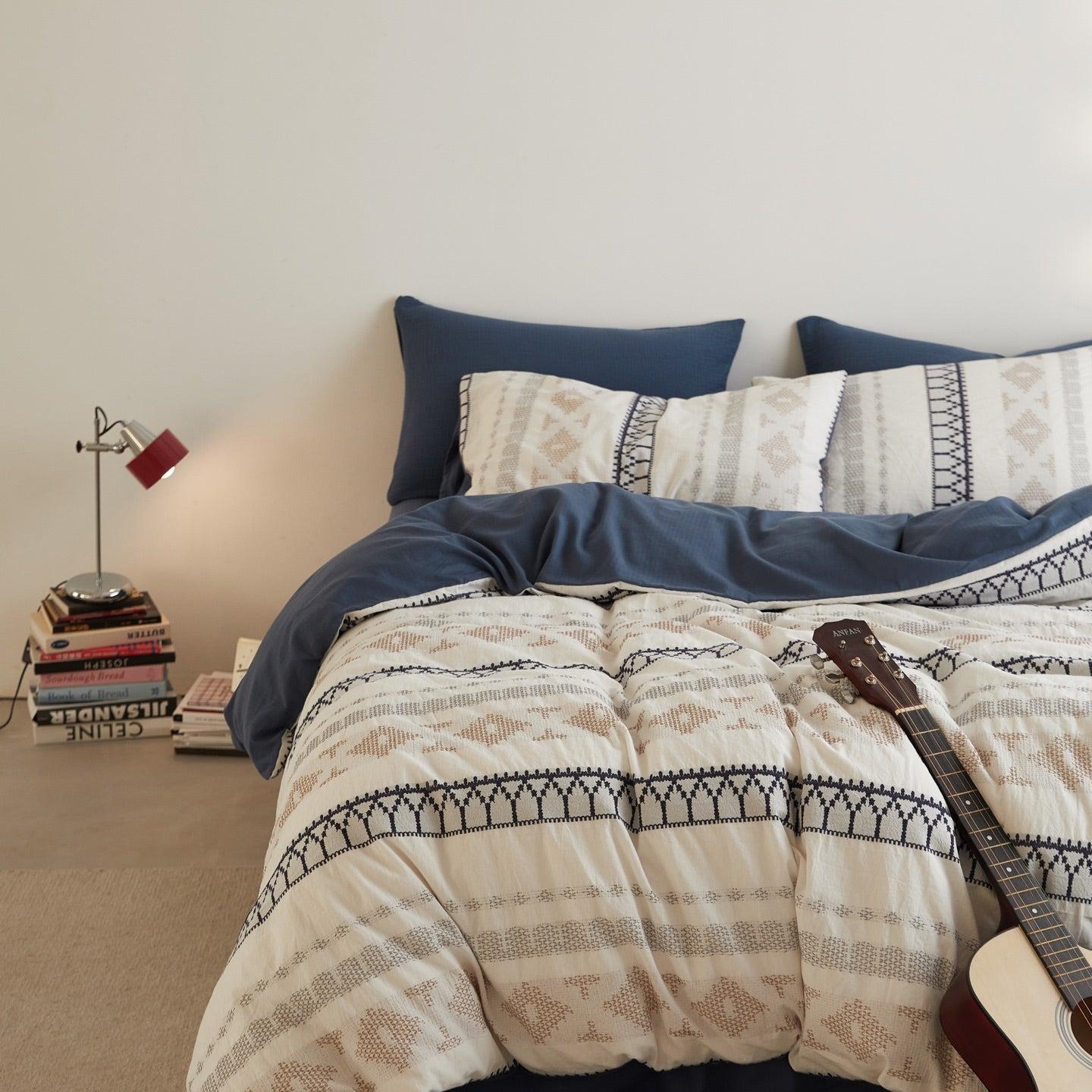 Nordic Fair Isle Jacquard Duvet Cover Set - Blue