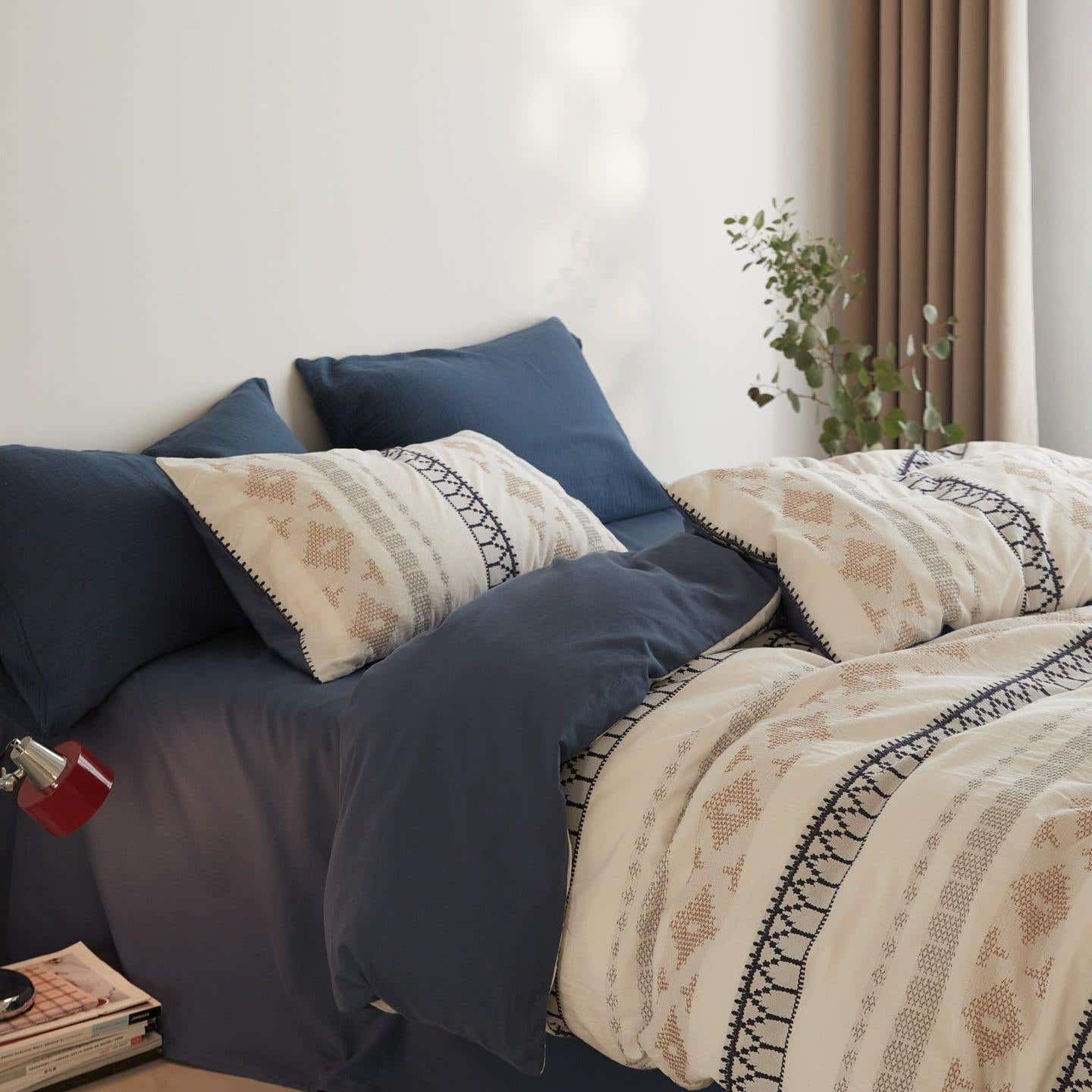 Nordic Fair Isle Jacquard Duvet Cover Set - Blue