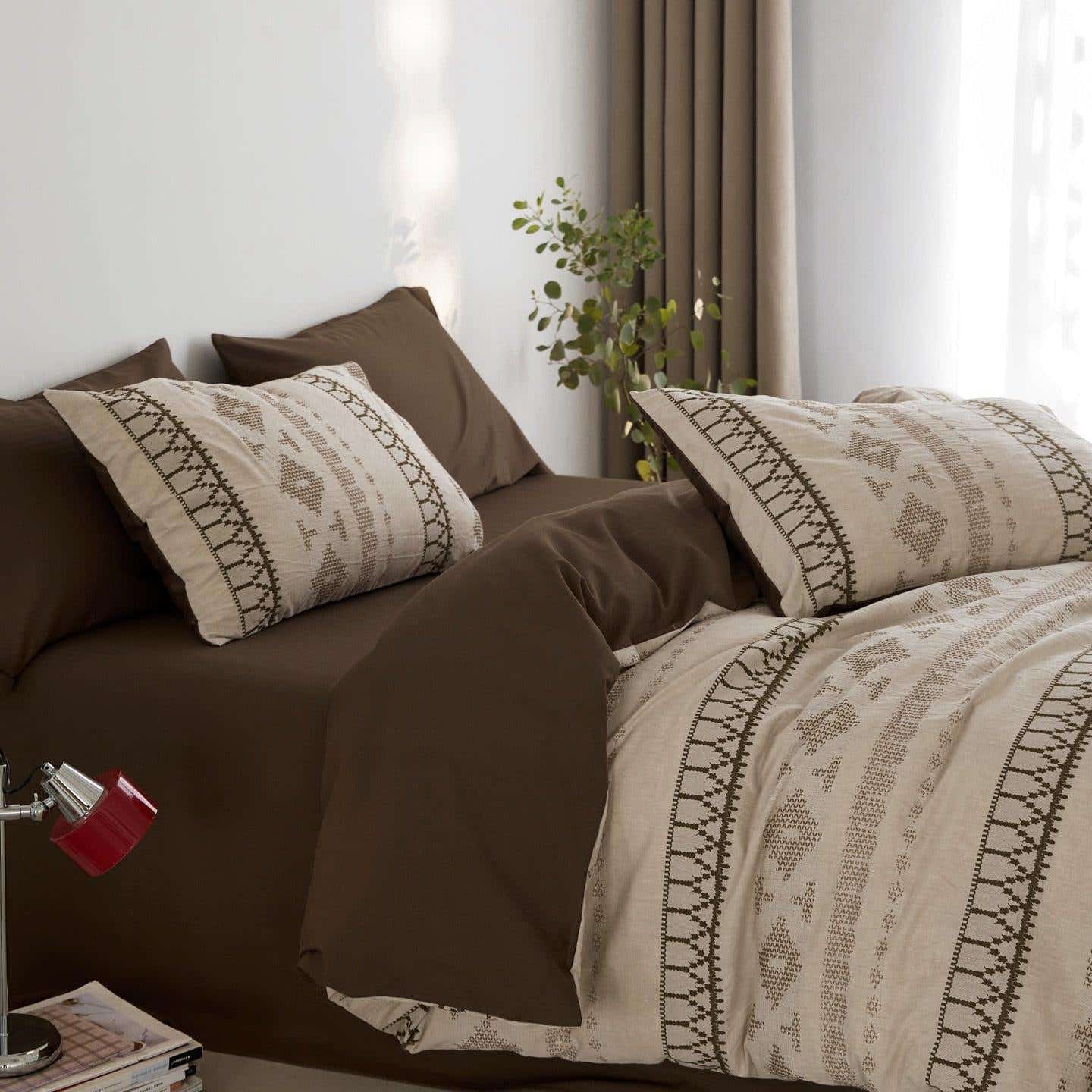 Nordic Fair Isle Jacquard Duvet Cover Set - Beige