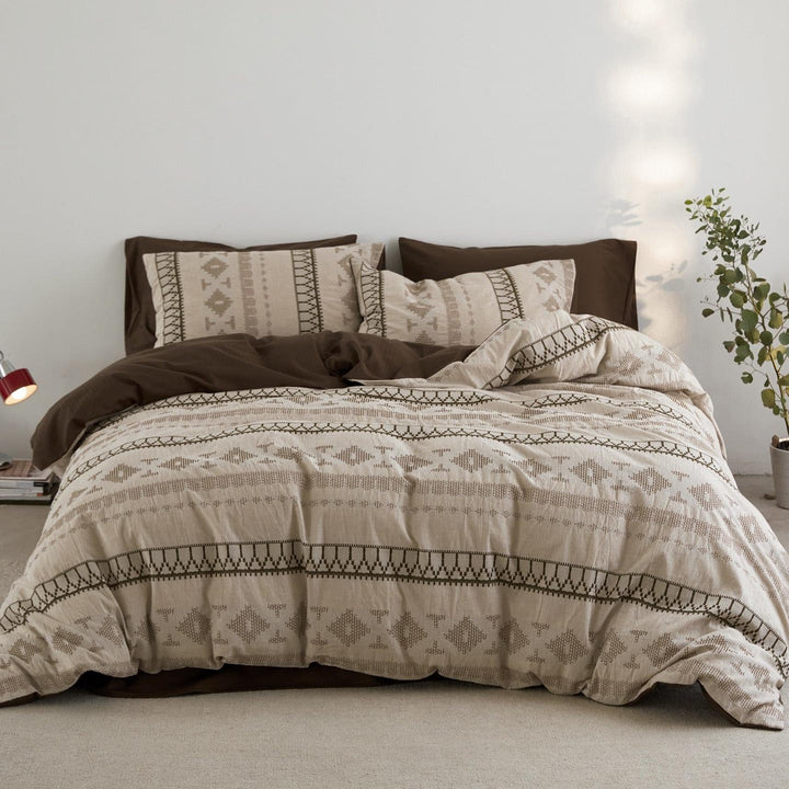 Nordic Fair Isle Jacquard Duvet Cover Set - Beige